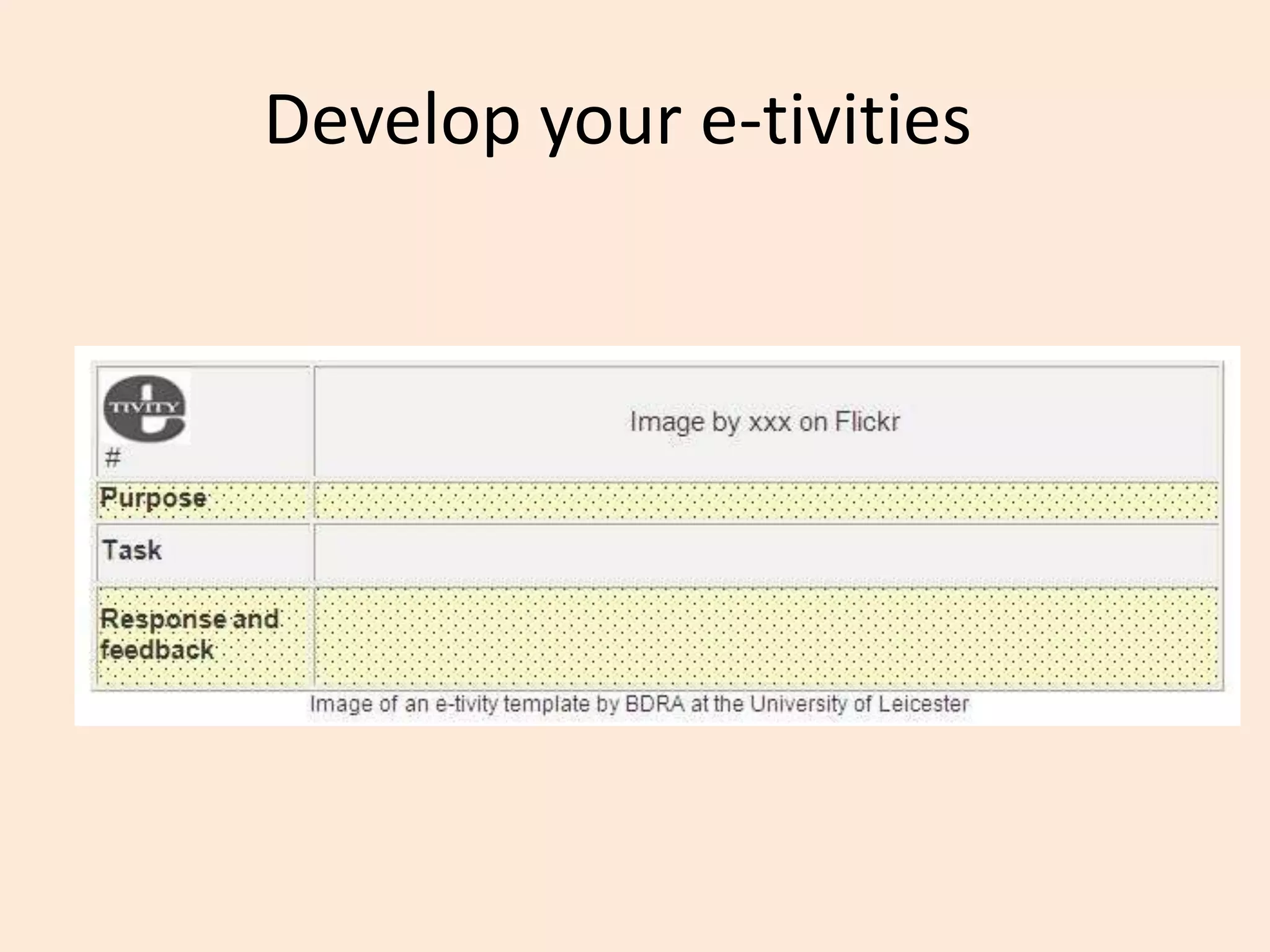 Develop your e-tivities
 