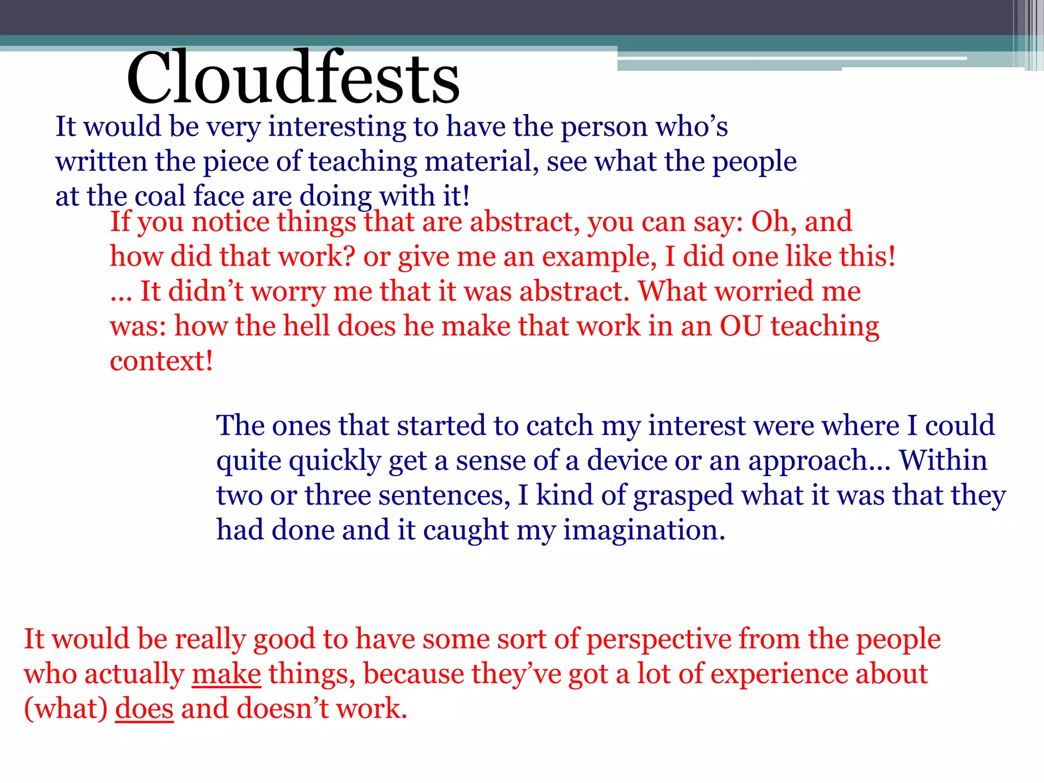 Conole CARDET Workshop 2