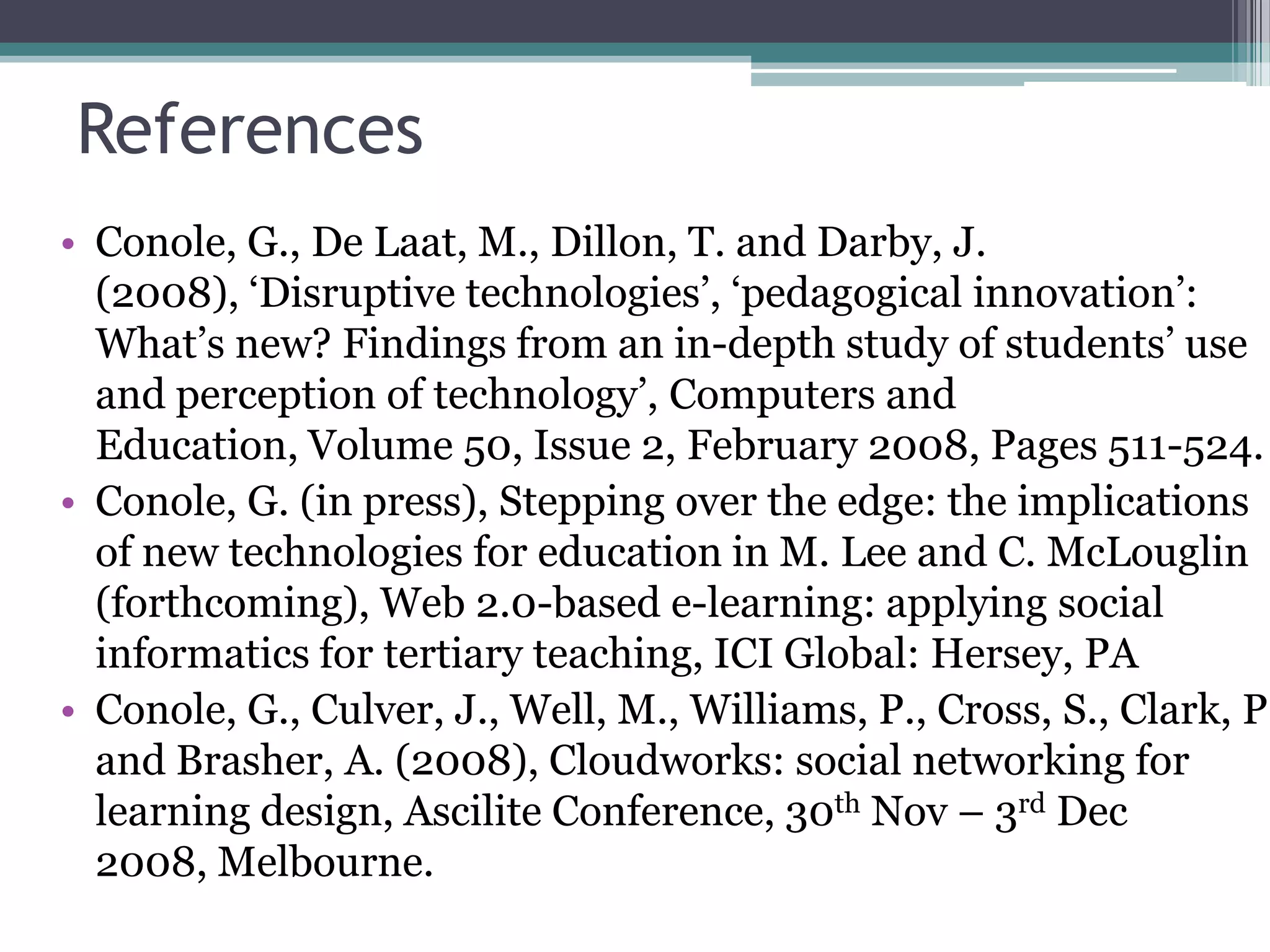 Conole CARDET Workshop 2