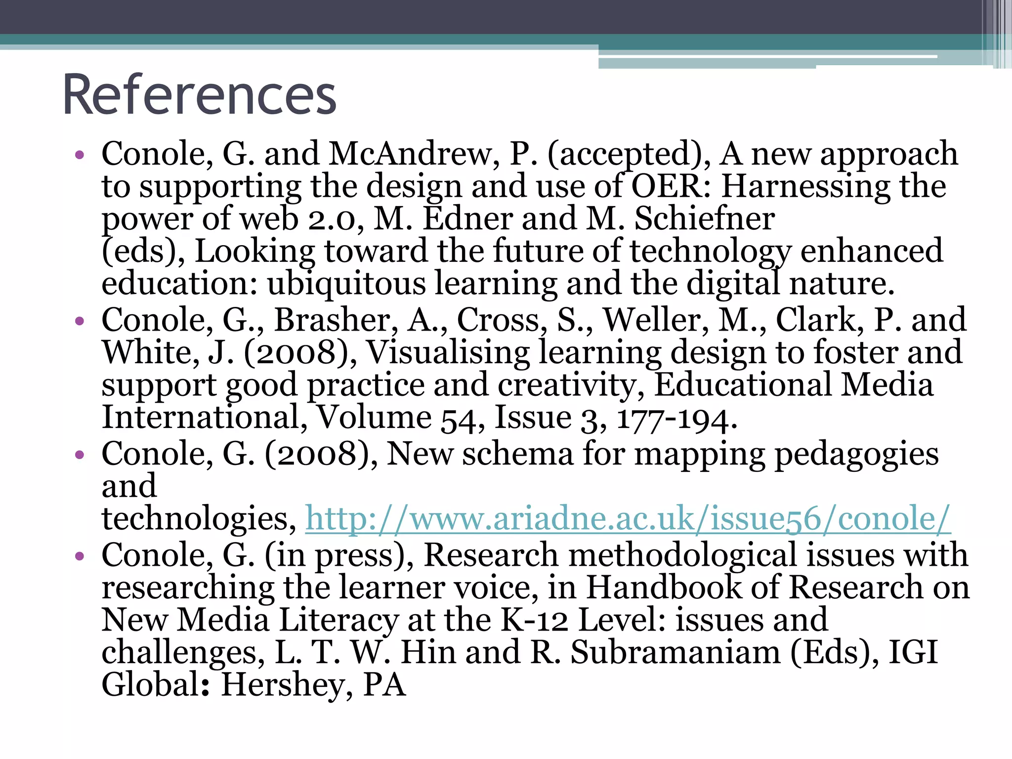 Conole CARDET Workshop 2