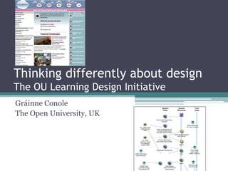 Thinking differently about design
The OU Learning Design Initiative
Gráinne Conole
The Open University, UK
 
