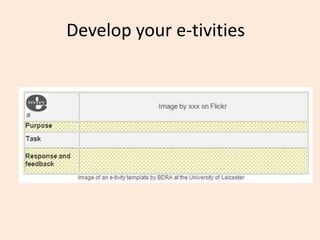 Develop your e-tivities
 