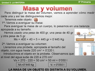Unidad 5: LA MATERIA   5º Primaria
 