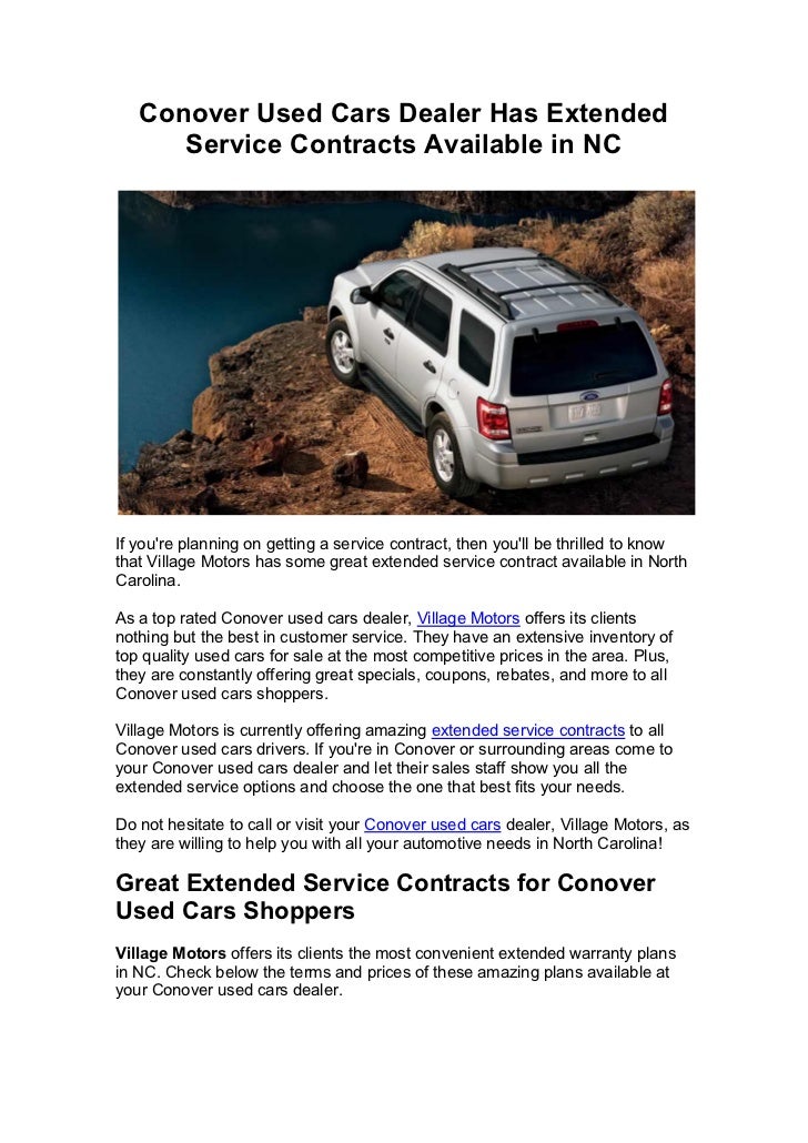 Conover Used Cars Dealer Has Extended Service Contracts Available in NC