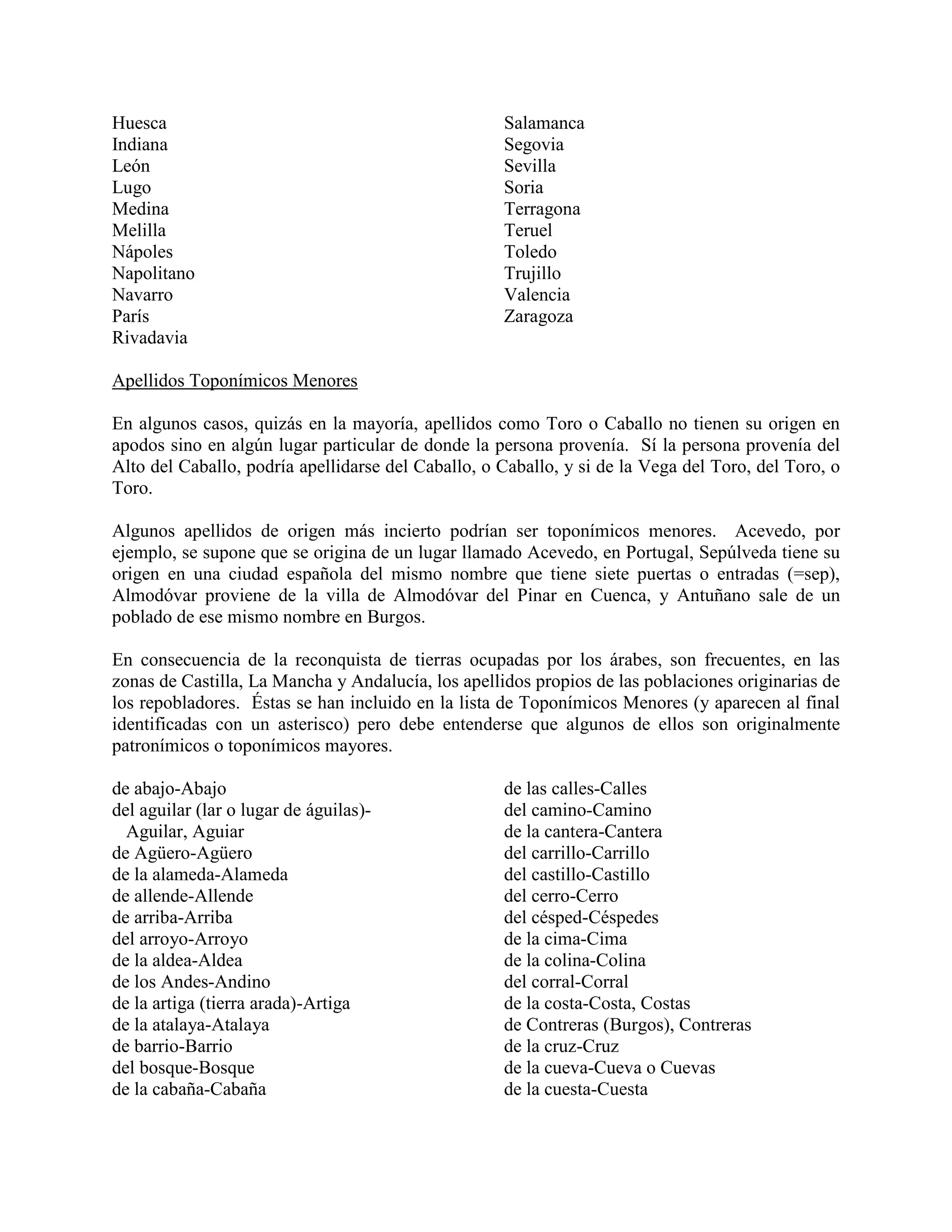 Conozca el origen de los apellidos españoles | PDF