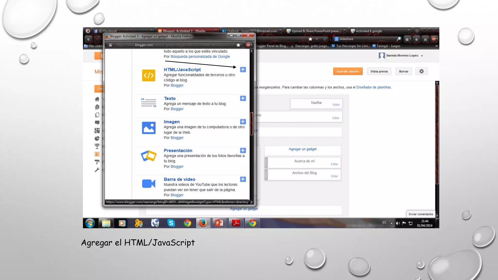 Agregar el HTML/JavaScript
 