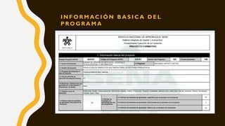 I N F O R M AC I Ó N B A S I C A D E L
P RO G R A M A
 