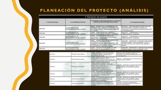 P L A N E AC I Ó N D E L P ROY E C TO ( A N Á L I S I S )
 
