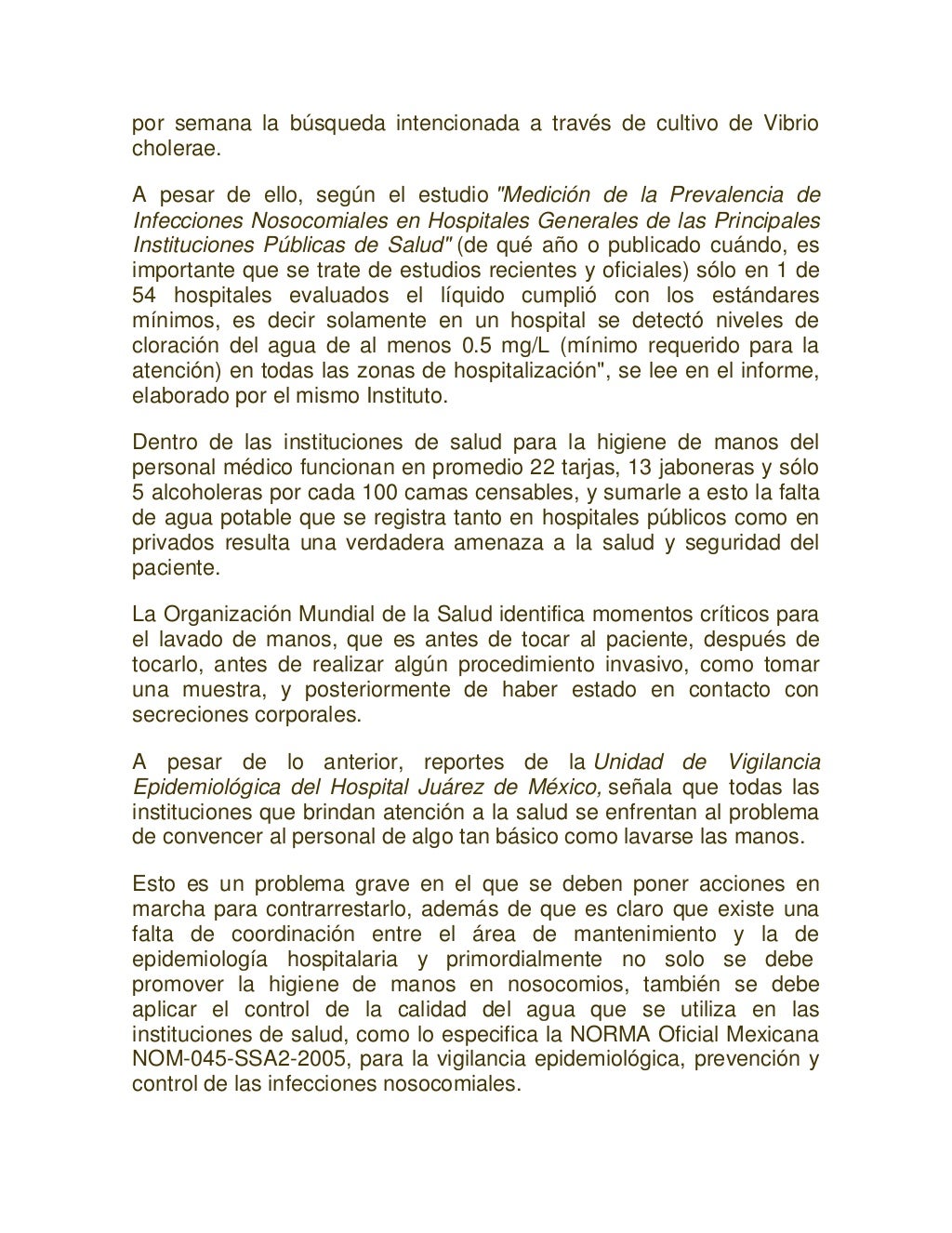 Modificaciones a la NORMA Oficial Mexicana NOM045SSA22005