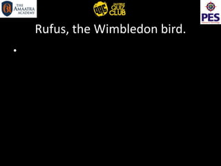 Rufus, the Wimbledon bird.
•
 
