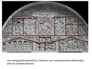 Una composición geométrica, simétrica, con compartimentos delimitados,
pero no siempre estancos.
 