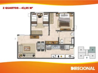 2 QUARTOS – 43,95 M²
 