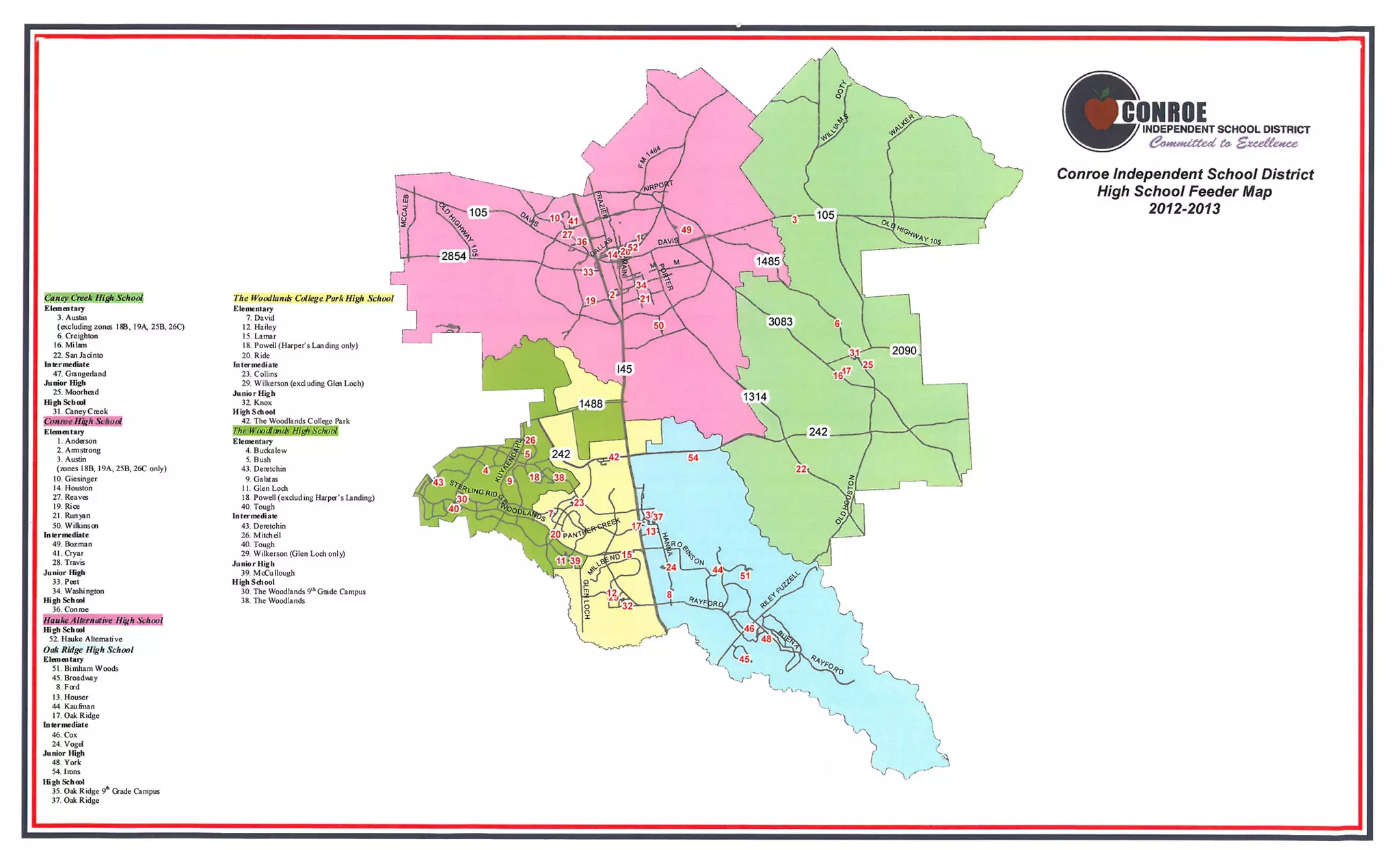 Conroe ISD Feeder Schools The Woodlands