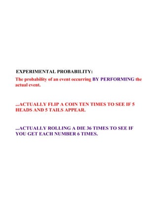 Cons30S Probability Theoretical And Experimental