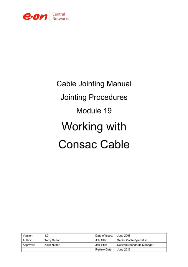 Consac Cable LV Cable Jointers & Jointing Procedures PDF