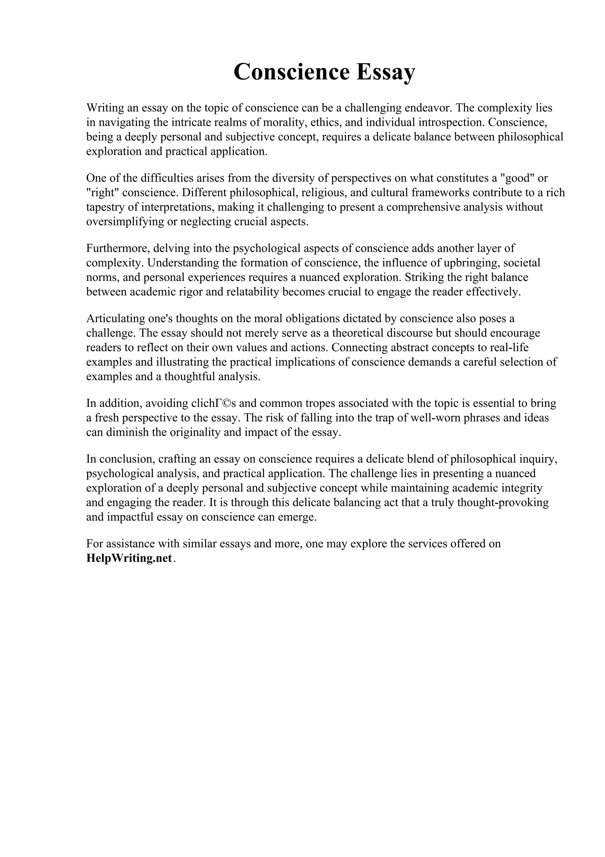 Conscience Essay.pdfConscience Essay. The conscience is a reliable ...