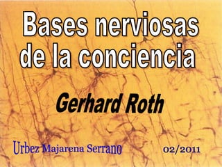Bases nerviosas de la conciencia Urbez Majarena Serrano 02/2011 Gerhard Roth 