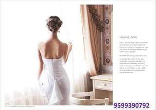 SOULFUL LIVING
Enter a haven of peace which is envisioned
to be the home you always dreamed of.
Beautiful living spaces combining luxe living
and modern functionality, designed by the
world's leading architect.
We believe that luxury is what luxury does.
An island of bliss where children play,
families live in harmony and elders can
enjoy peace and tranquility. We aim to
create a perfect balance between man and
nature, so our residents can get a break
from the stressful world outside without
feeling disconnected.
Image is an artistic conceptualisation and does not purport to represent the exact product.
 