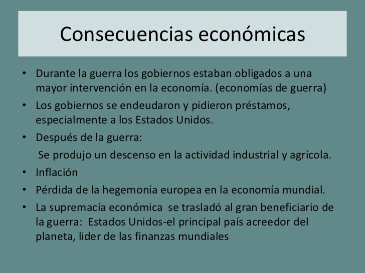 Consecuencias de la primera guerra mundial