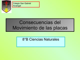 Consecuencias del Movimiento de las placas 8°B Ciencias Naturales Colegio San Gabriel Arcángel 