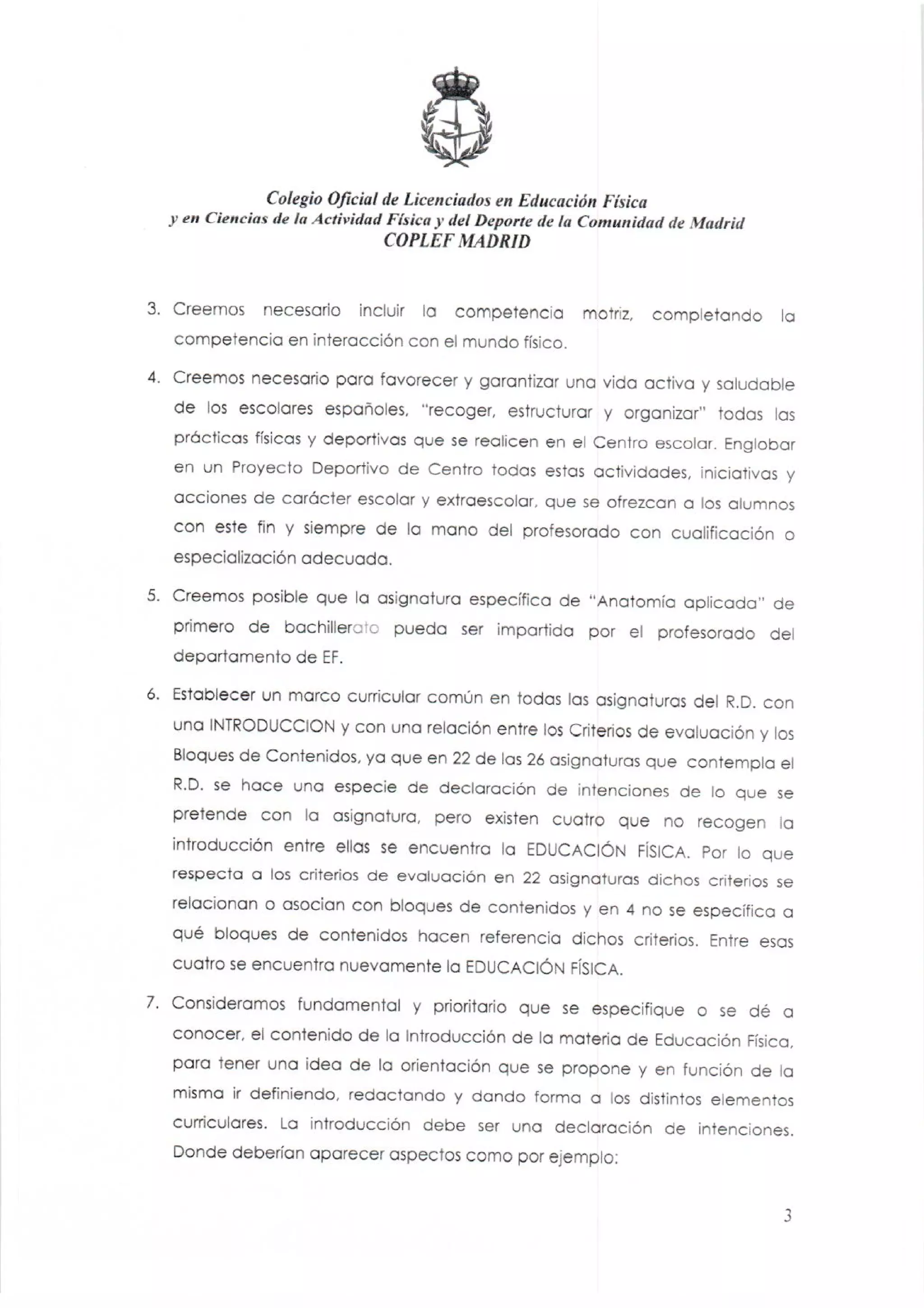 Carta dirigida a la Consejera de Educación (Doña Lucía Figar de LaCalle)