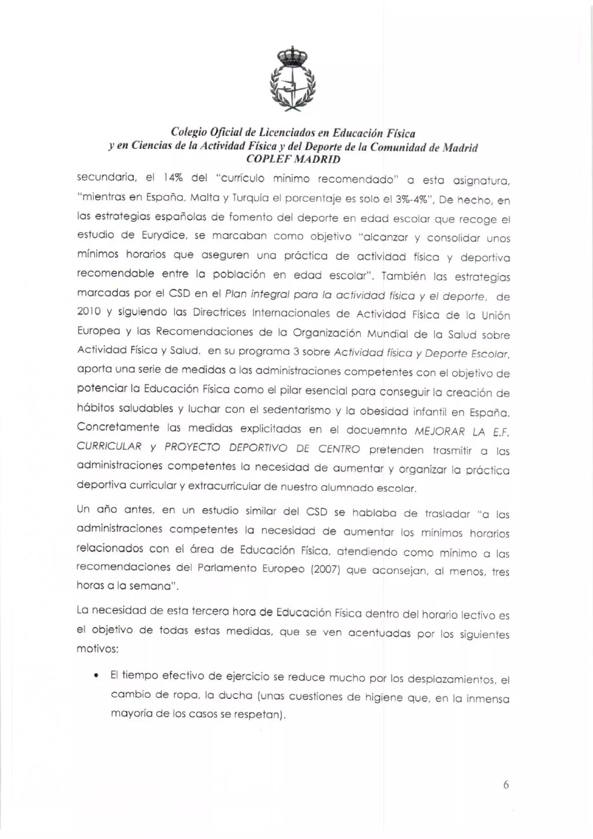 Carta dirigida a la Consejera de Educación (Doña Lucía Figar de LaCalle)