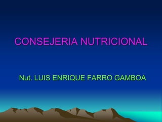 CONSEJERIA NUTRICIONAL
Nut. LUIS ENRIQUE FARRO GAMBOA
 