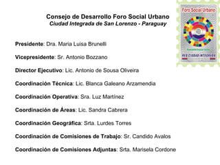 Consejo de desarrollo foro social urbano ciudad de san lorenzo | PPT