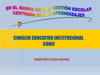 CONSEJO EDUCATIVO INSTITUCIONAL
CONEI
DEMETRIO CCESA RAYME
 