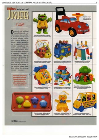 CONSEJOS A LA HORA DE COMPRAR JUGUETES PARA 1 AÑO 1
CLASE P1: CONEJITA JUGUETONA