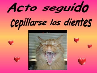 Acto seguido cepillarse los dientes 