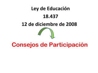 Consejos de Participación
Ley de Educación
18.437
12 de diciembre de 2008
 