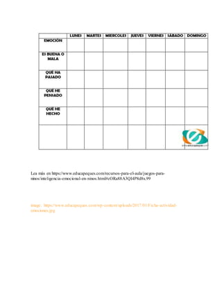 Lea más en https://www.educapeques.com/recursos-para-el-aula/juegos-para-
ninos/inteligencia-emocional-en-ninos.html#cORa88A3QI4P8d8x.99
image: https://www.educapeques.com/wp-content/uploads/2017/01/Ficha-actividad-
emociones.jpg
 