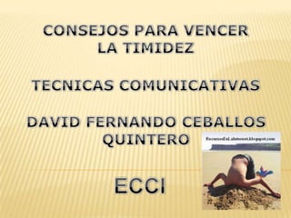CONSEJOS PARA VENCER LA TIMIDEZ TECNICAS COMUNICATIVAS DAVID FERNANDO CEBALLOS QUINTERO ECCI 
