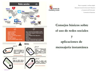 CFIE de Valladolid
Consejos básicos sobre
el uso de redes sociales
y
aplicaciones de
mensajería instantánea
Plan de seguridad y confianza digital.
Dirección General de Innovación Educativa
y Formación del Profesorado.
Consejería de Educación.
 