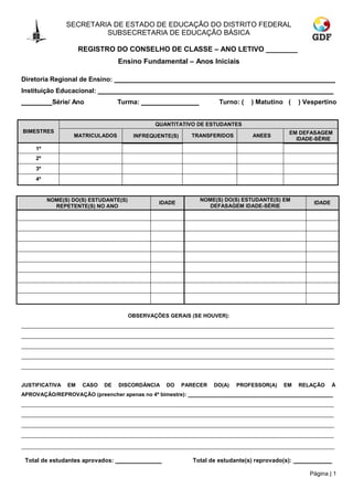 Conselho de classe 2011 | PDF