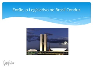 Art. 13. A iniciativa popular consiste na apresentação de projeto de lei à Câmara dos Deputados, subscrito por, no mínimo, um por cento do eleitorado nacional, distribuído pelo menos por cinco Estados, com não menos de três décimos por cento dos eleitores de cada um deles.§ 1o O projeto de lei de iniciativa popular deverá circunscrever-se a um só assunto.§ 2o O projeto de lei de iniciativa popular não poderá ser rejeitado por vício de forma, cabendo à Câmara dos Deputados, por seu órgão competente, providenciar a correção de eventuais impropriedades de técnica legislativa ou de redação.Então, o Legislativo no Brasil Conduz