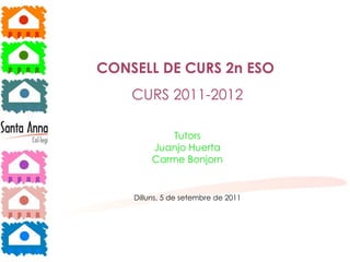 ka CONSELL DE CURS 2n ESO   CURS 2011-2012 Tutors Juanjo Huerta Carme Bonjorn Dilluns, 5 de setembre de 2011 