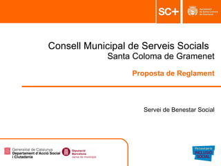 Consell Municipal de Serveis Socials  Santa Coloma de Gramenet Proposta de Reglament Servei de Benestar Social 