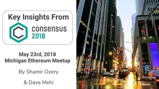 May 23rd, 2018
Michigan Ethereum Meetup
By Shamir Ozery
& Dave Mehi
Key Insights From
sivenso.com
@ozery
 