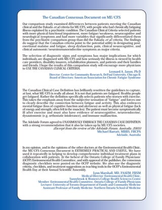 Cfs Guidelines Consensus overview on ME/CFS | PDF