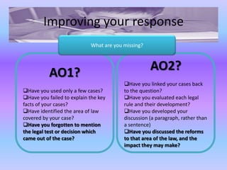 Highlight each time I have put “AO2” in the margin (different colour!)What are you missing?AO2?Have you linked your cases back to the question?