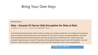 Bring Your Own Keys
*5 Years later after S3
 