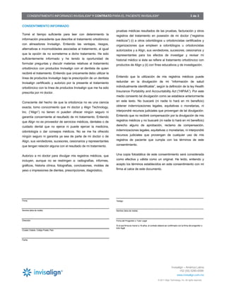 Invisalign Consent Form.pdf Consentimiento informado invisalign | PDF