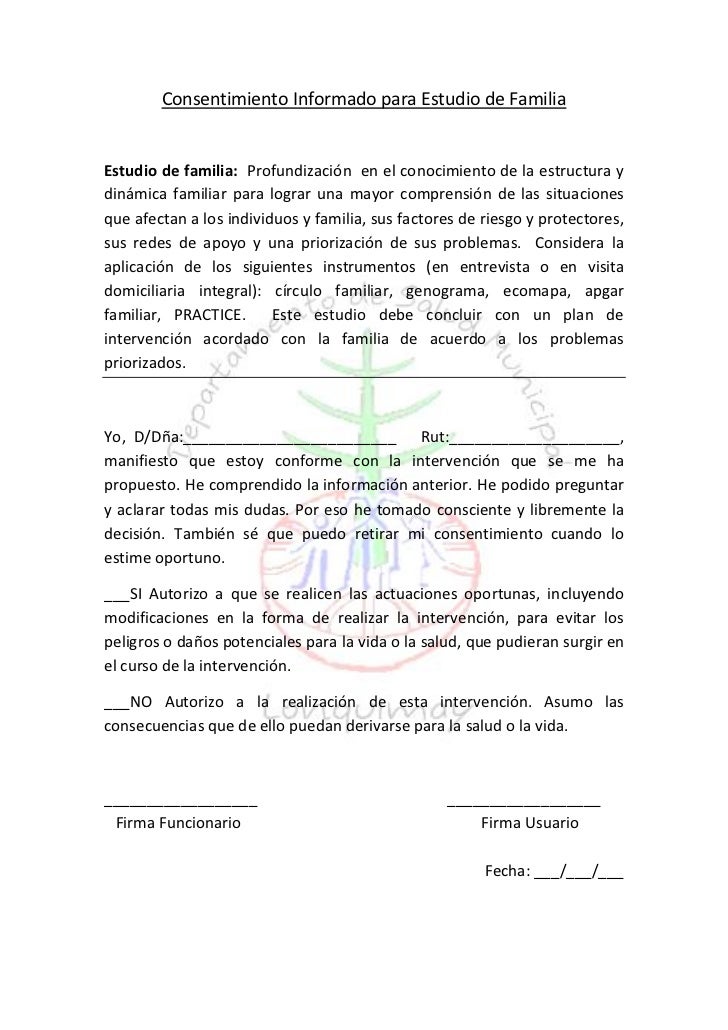 Consentimiento informado para estudio de familia