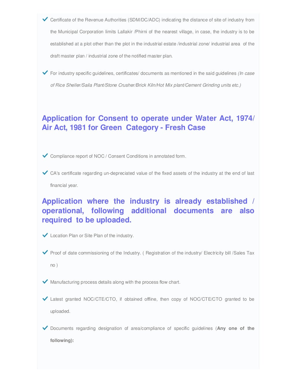 Consent to Operate (CTO) From Punjab Pollution Control Board