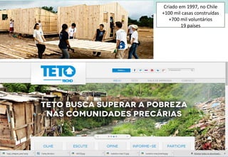 Criado em 1997, no Chile
+100 mil casas construídas
+700 mil voluntários
19 países
 