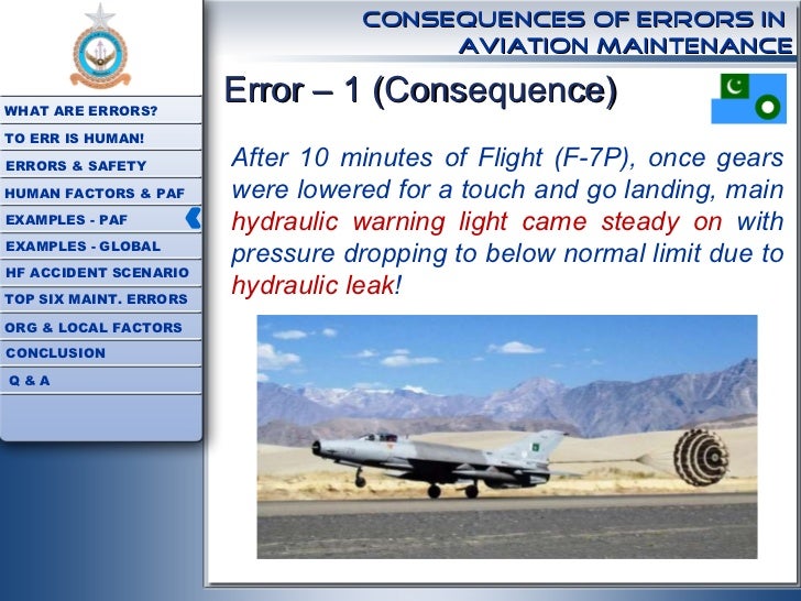 Consequences of Errors in Aviation