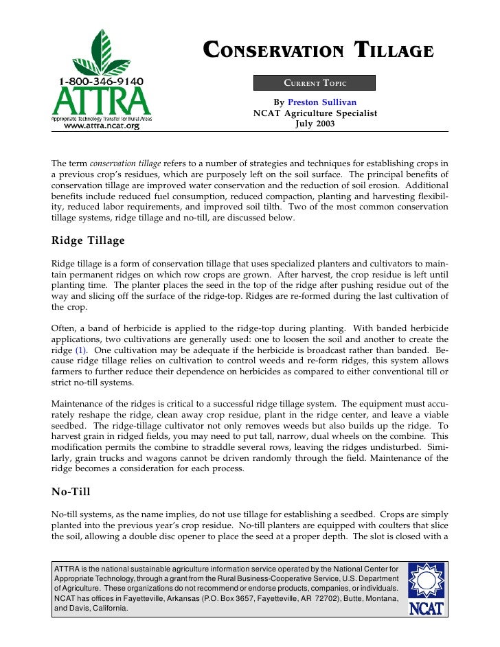 how do conservation tillage practices in agriculture benefit the soil