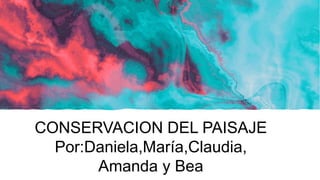 CONSERVACION DEL PAISAJE
Por:Daniela,María,Claudia,
Amanda y Bea
 